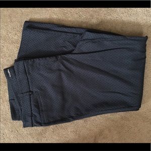 Teal/navy dress pants with cute pattern.